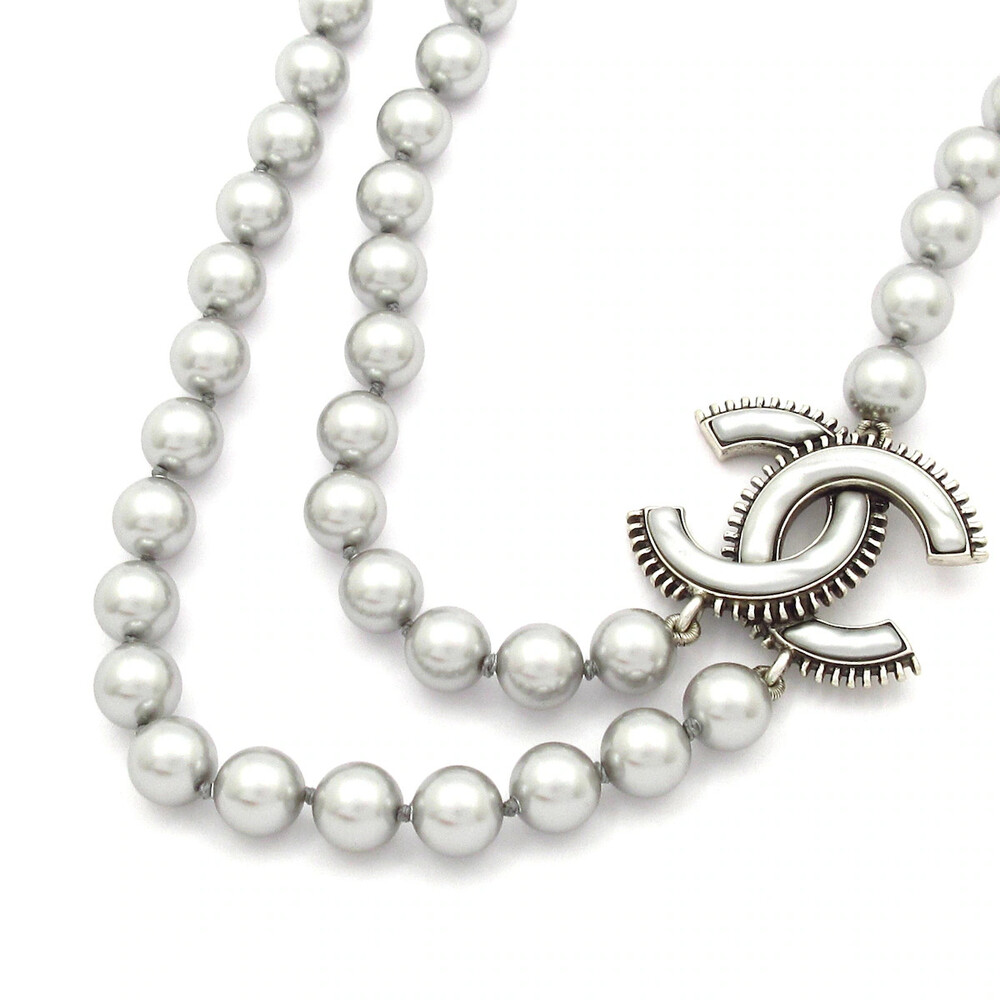 Chanel Coco Silver Faux Pearl Hardware #334418C19B